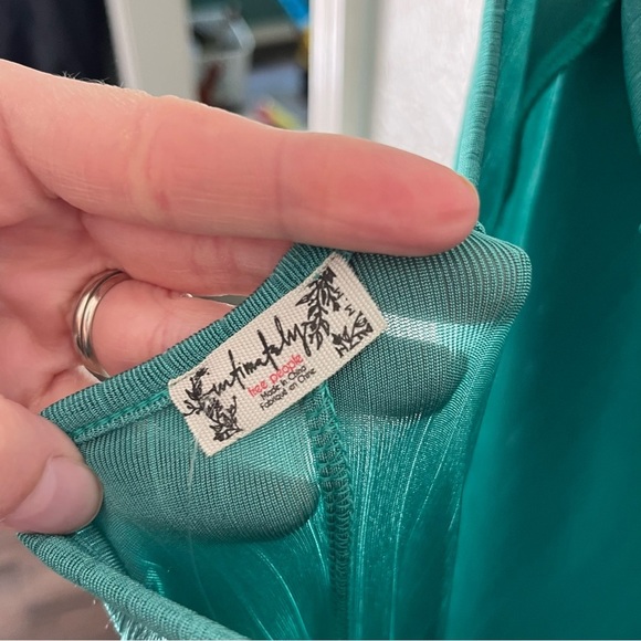 Free People Dress Women's Medium Intimately Bare It All Bodycon Slip Turquoise - Picture 7 of 14